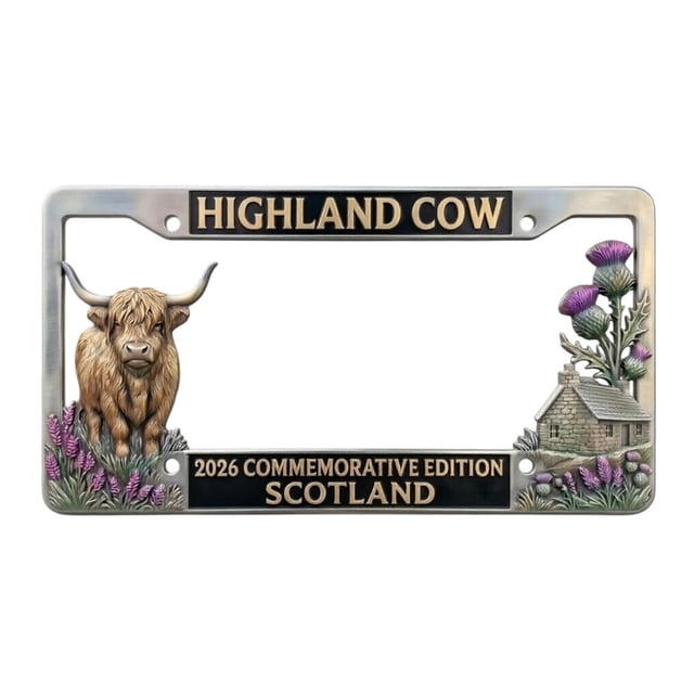ZZHZGZ Liquidation Vache Édition Commémorative Plaque d'Immatriculation Vache Plaque d'Immatriculation Animal Vaches & Support de Plaque d'Immatriculation Métal Véhicules Standard pour avant