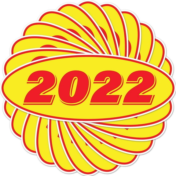 2022 Car Model Year Windshield Stickers | 14" x 5.5" Oval Stickers for Car Dealerships, Vehicle Windshields (Pack of 12)