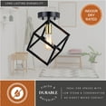 thumbnail image 5 of Deering 10.25-in W LED Compatible Matte Black and Gold Satin Brass Contemporary Flush Mount Ceiling Light Fixture, 5 of 12