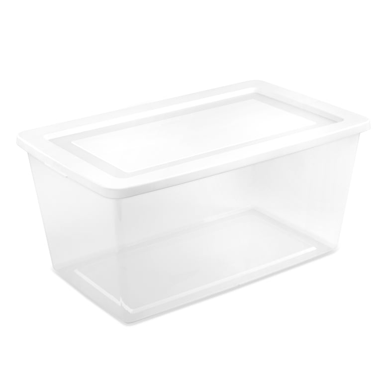 Sterilite 90 Qt. Storage Box with Clear Base and White Lid (4-Pack)