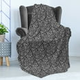 thumbnail image 4 of Aztec Soft Flannel Fleece Throw Blanket, Geometric Maze Pattern Inspired by Tribal Culture Bohemian Folk Design, Cozy Plush for Indoor and Outdoor Use, 50" x 70", Black and White, by Ambesonne, 4 of 5
