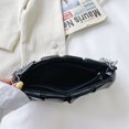thumbnail image 3 of Bolso retro plisado de PU para mujer, bolso de cadena gruesa de color sólido (negro), 3 of 7