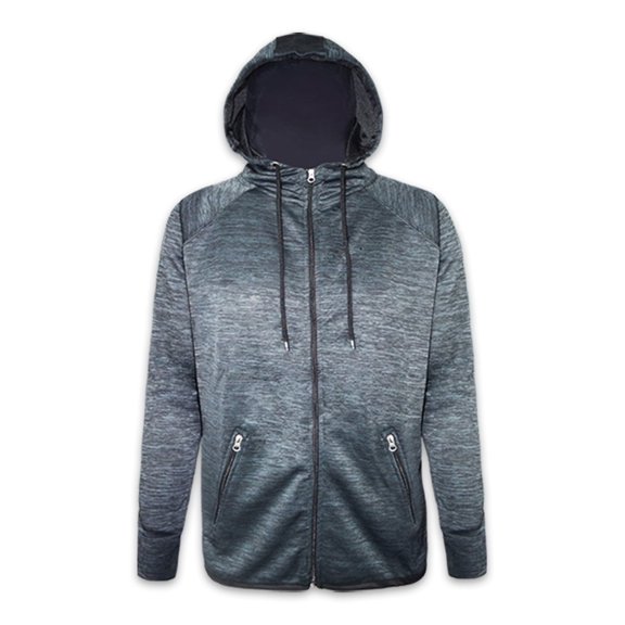 Men's Performance Full Zip Hoodie Long Sleeve Hood for Athletes, Space Grey Color, Small