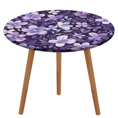 

ZHANGS Elegant Violet Patch 542 Round Table Cover Stain-Resistant Fitted Tablecloth Oil-Proof Wipeable Elastic Table Cover Waterproof Table Cloth for Halloween Thanksgiving Christmas