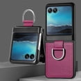 thumbnail image 6 of ELEHOLD for Motorola Razr 40 Ultra Leather Case Cover, with Metal Finger Ring Holder Slim Lightweight Shockproof Non-Slip Case for Motorola Razr 40 Ultra,Purple, 6 of 7