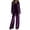Purple, variant on Summer 2 Piece Sets,Women Velvet Pajama Set Casual Long Sleeve Round Neck Top and Wide Leg Pants 2 Piece Loungewear Velour Track Suits
