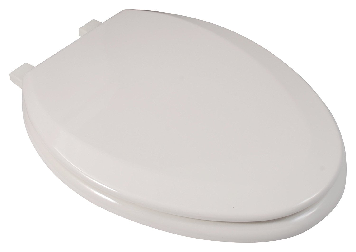 LDR 050 2044BS Elongated Wood Toilet Seat with Plastic Hinge, Biscuit