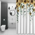 thumbnail image 4 of Sunflower Eucalyptus Leaf Shower Curtain for Bathroom Decor, Farmhouses Watercolor Plants Waterproof Fabric Shower Curtain, 66"x72" Set with 12 Hooks, 4 of 9