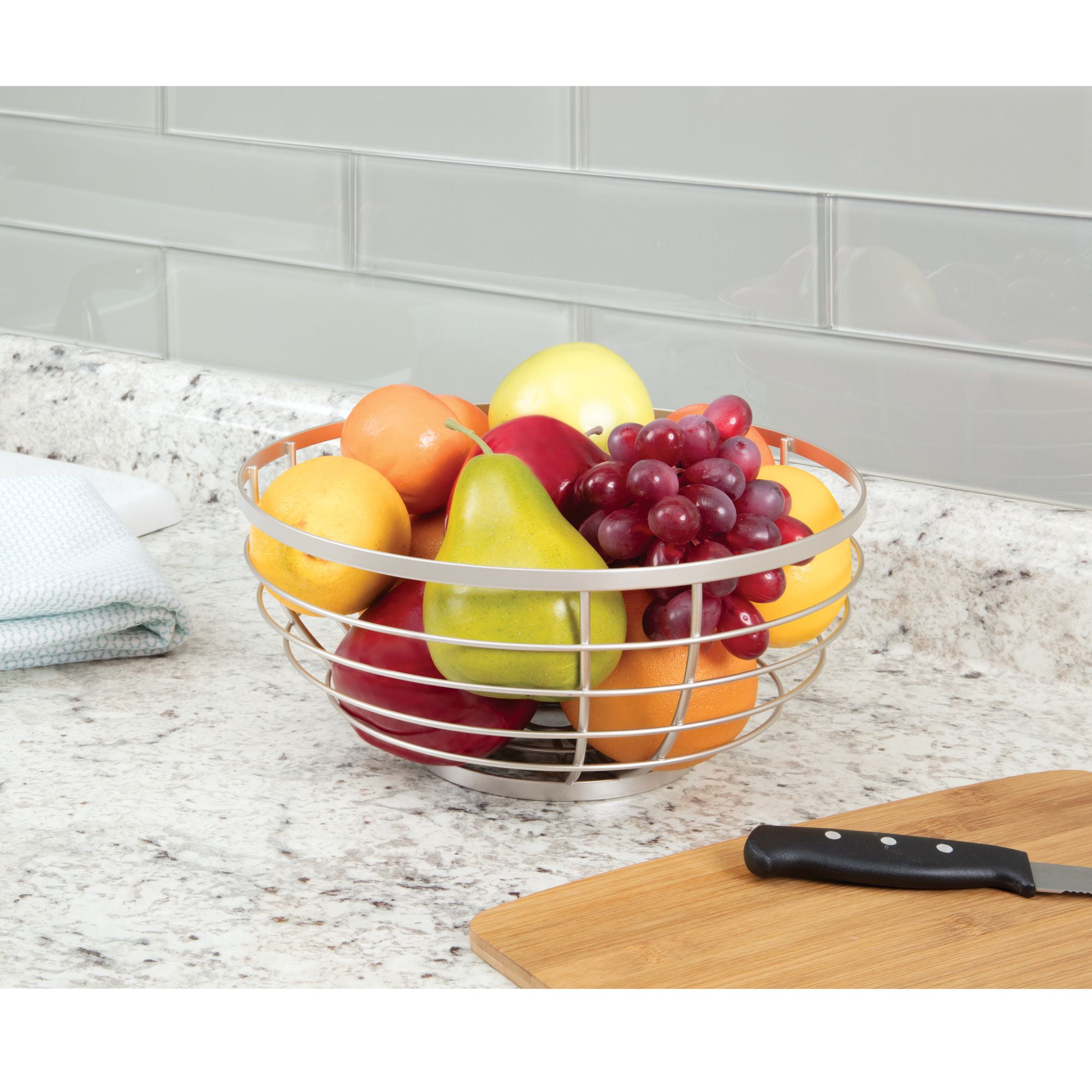 Matte Black iDesign Austin Wire Fruit Bowl with Hanger for Kitchen Countertop Storage 