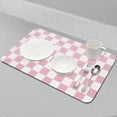 thumbnail image 5 of Checkered Dish Drying Mat for Kitchen Counter, Absorbent Non-Slip Coffee Mat, Heat Resistant Mat for Countertops Coffee Bar Decor 16" x 24" Pink, 5 of 8