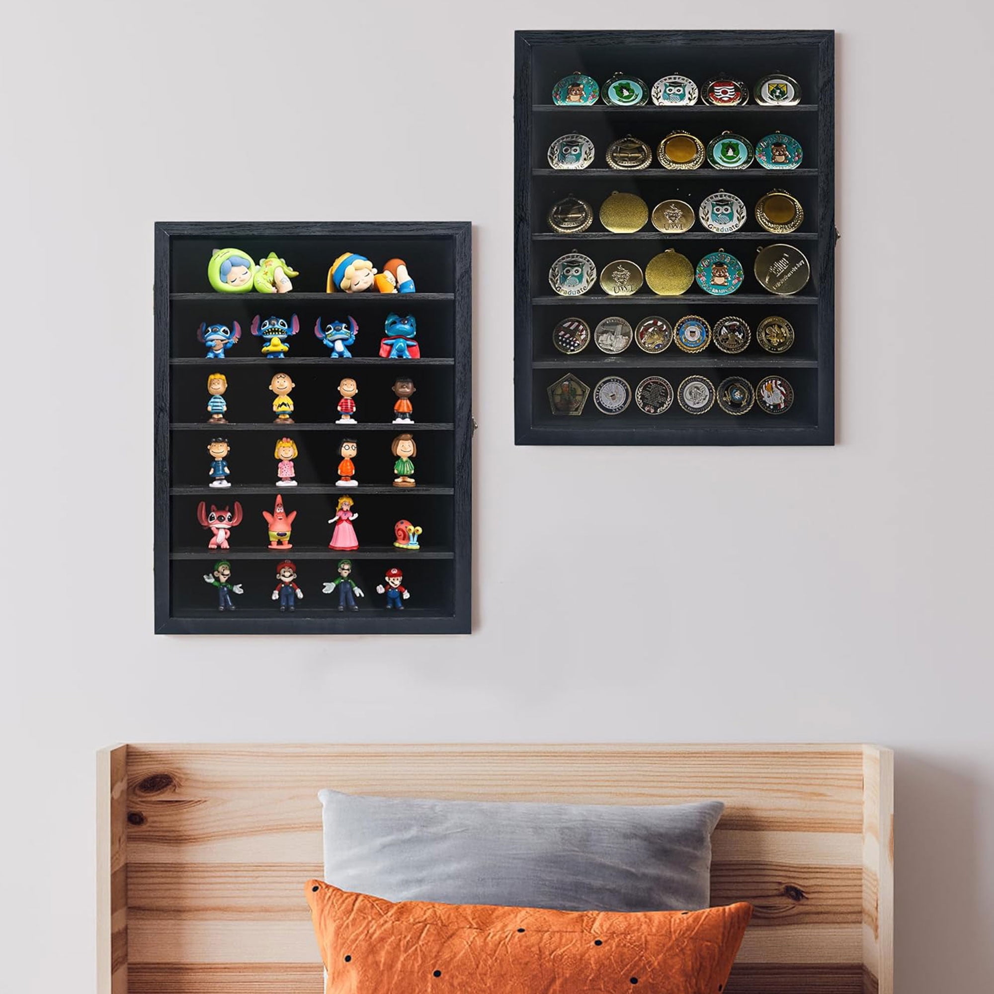 Rustic Black Shadow Box Frame Plexiglass Window Door with Removable Shelves 12 x 16