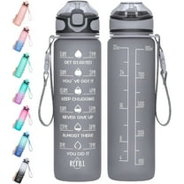 32 oz Motivational Water Bottle with Time Marker & Straw - BPA Free & Leakproof Tritian Frosted Portable Reusable Fitness Sport 1L Water Bottle for Men Women Kids Student to Office Gym Workout