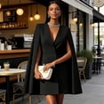 thumbnail image 4 of Quixlent Blazer Dress for Women V Neck Cape Blazer Split Sleeve Casual Business Mini Dress Double Breasted Office Work Outfits, 4 of 7
