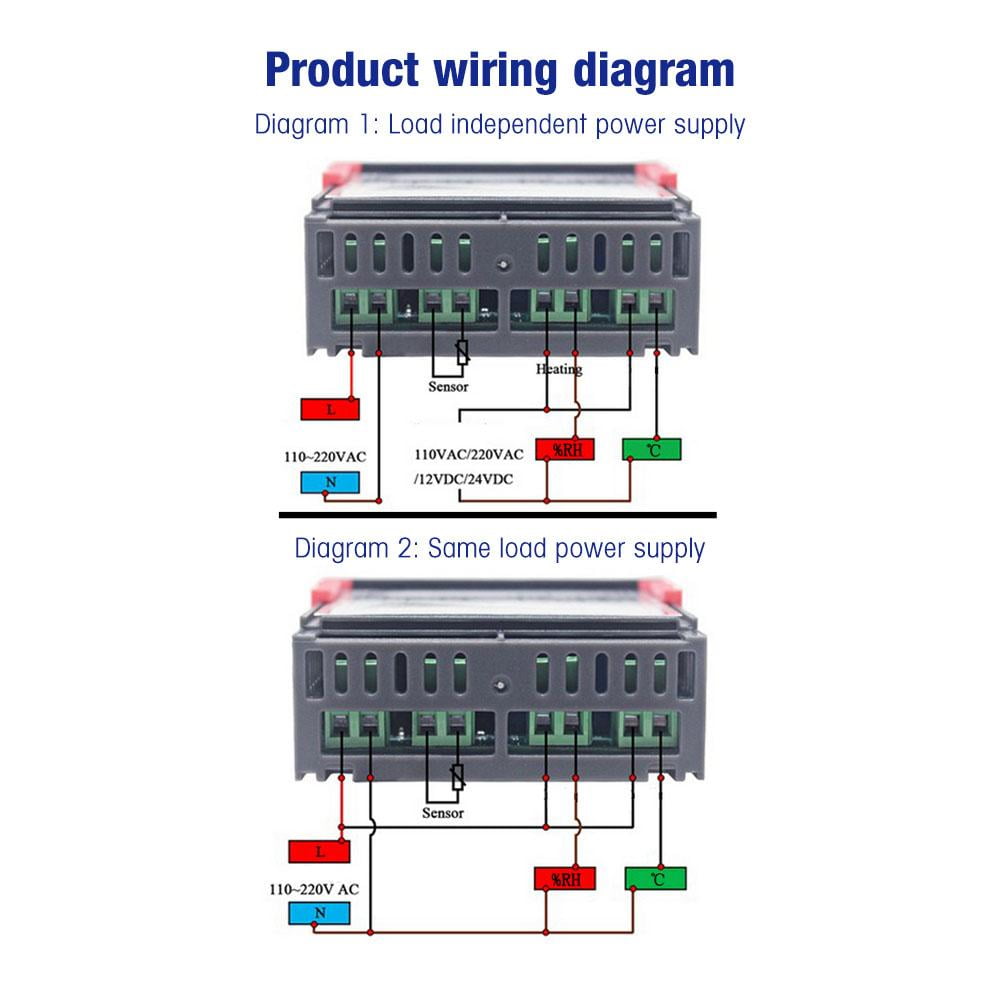 with Integrated Sensor Digital Display ABS Flame Retardant Plastic Shell 0.1 ° C for Refrigeration Heating Devices Temperature Control 12V Thermostat with Integrated Sensor Digital Display ABS Flame Retardant Plastic Shell 0.1 ° C for Refrigeration Heating Devices Temperature Control 12V Thermostat