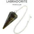 thumbnail image 2 of Karma Gems Labradorite Pendulum - Hexagonal Pointed Reiki Chakra Dowsing for Divination -Pendulum Necklace with Sterling Silver Chain and Crystal Ball - Perfect for Tarot, Wicca, Grid Meditation, 2 of 8
