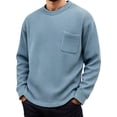 thumbnail image 2 of Mens T-shirts Long Sleeve Plus Size Relaxed Waffle Top Spring Casual Crewneck Thermal Everyday Wear Tees BU1 XL, 2 of 4