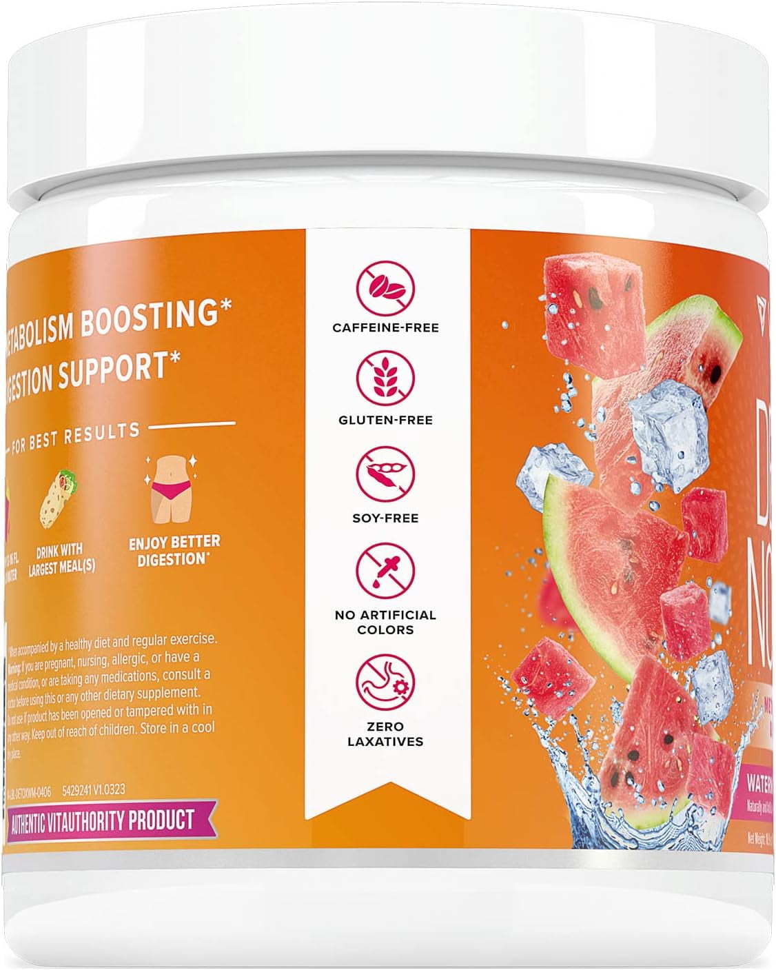 Vitauthority Detox Nourish Dietary Supplement Powder, Metabolism Support & Digestion Aid, Watermelon, 10.9 oz