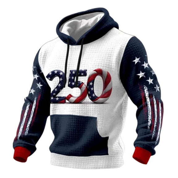 Kcolen 250 Anniversary Usa Sweatshirt Men American Flag 250 Anniversary Usa Shirt American 1776-2026 250th Birthday Mens Active Fit Trendy Fall Fashion Outfits