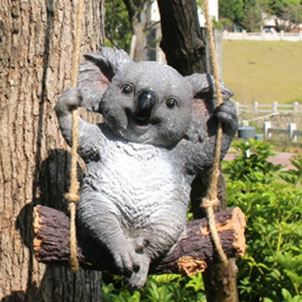 Flmtop Delicate Animal Figurines Realistic Cartoon Resin Visual Panda Koala  Sculptures for Garden 