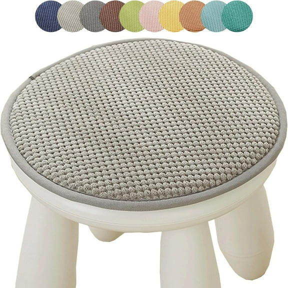2 pieces Round Chair Cushions With Ties for Dining Chairs Seat Pads (light gray, 30cm/12inch)