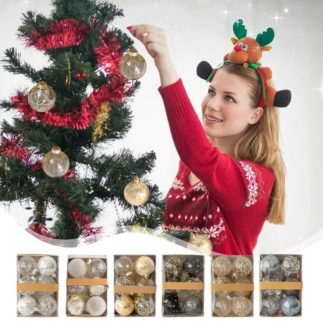 Xihbxyly Ofertas de Hoy Adorno para Árbol de Navidad, Juego de Decoración de Bolas Navideñas 3,14 Pulgadas, Juego de Adornos Colgantes para Árbol Irregulares con Bolas Navideñas