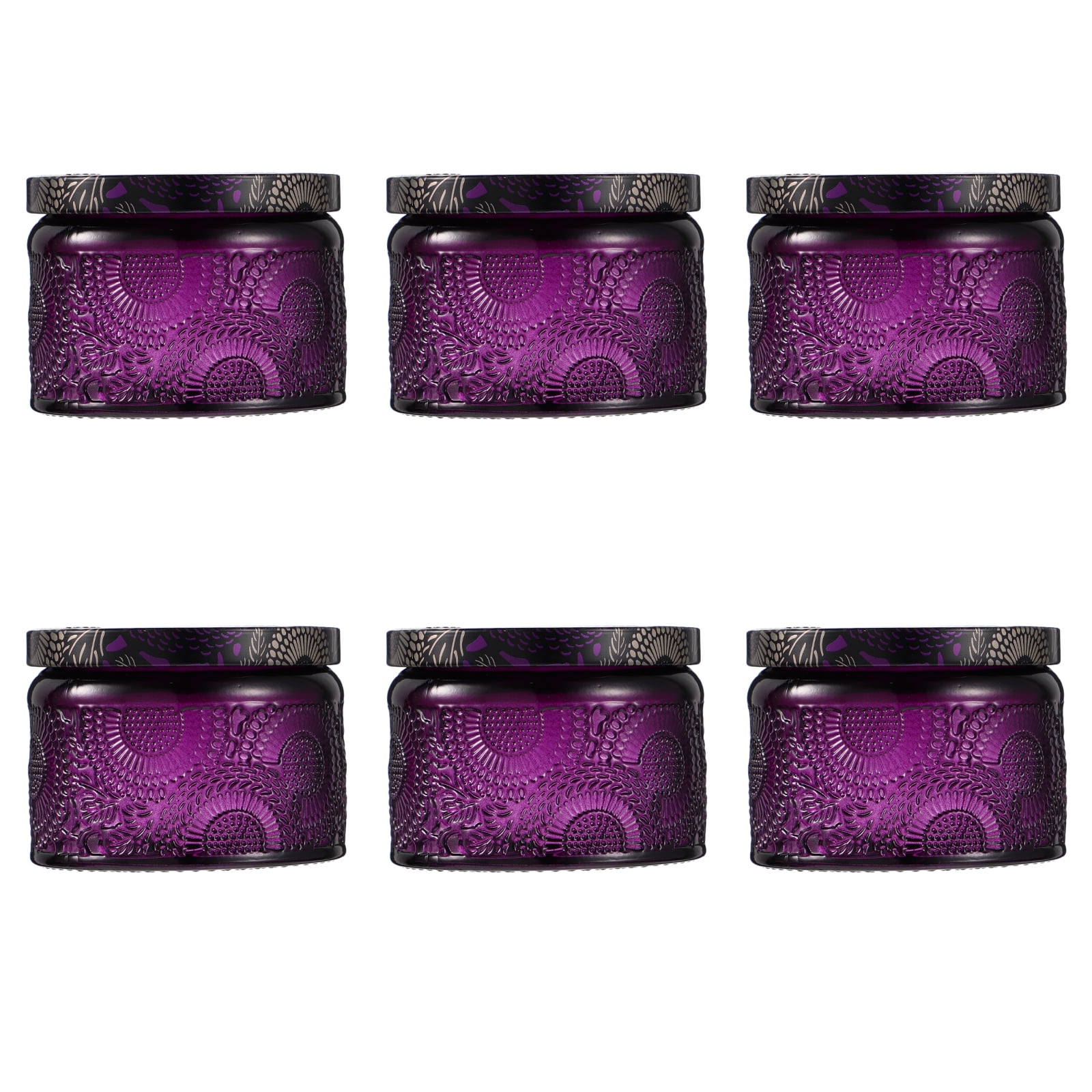 6pcs Embossed Glass Candle Container Kits Round Candle Making Mason