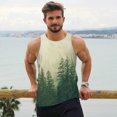 thumbnail image 6 of Gukieu Fog Forest Print Men's Quick Dry Fitness Vest, Round Neck Sleeveless Fitness Bodybuilding Top-X-Large, 6 of 7