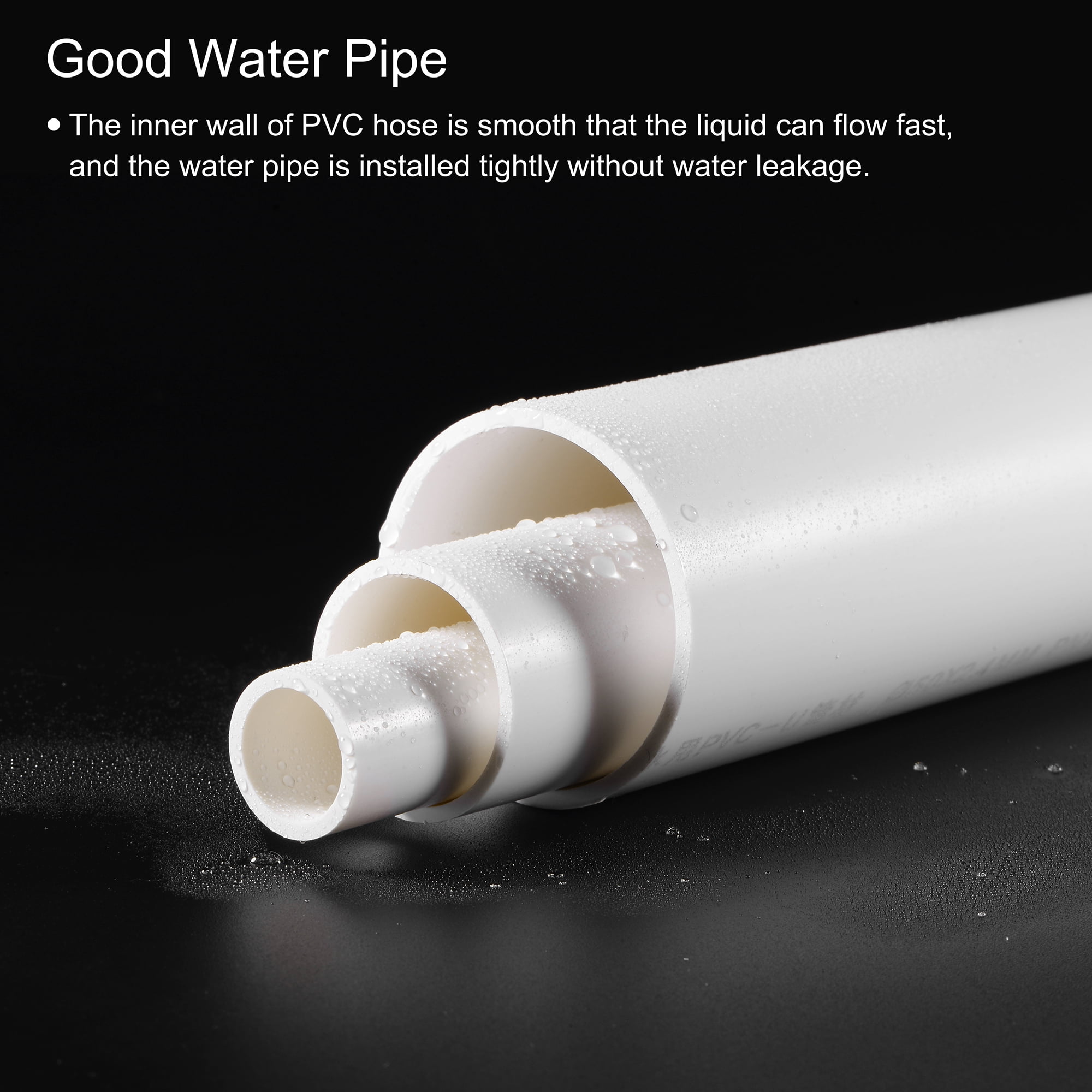 Unique Bargains PVC Rigid Round Pipes High Impact White 1.1 x 1.26"