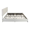 thumbnail image 5 of Upholstered Eastern King Size Platform Bed with LED Lights, Storage Bed with 4 Drawers, Beige color fabric, 5 of 5