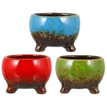 WHAMVOX  3 Pcs Succulent Pot with Drainage Plant Pots Indoor Planter Red