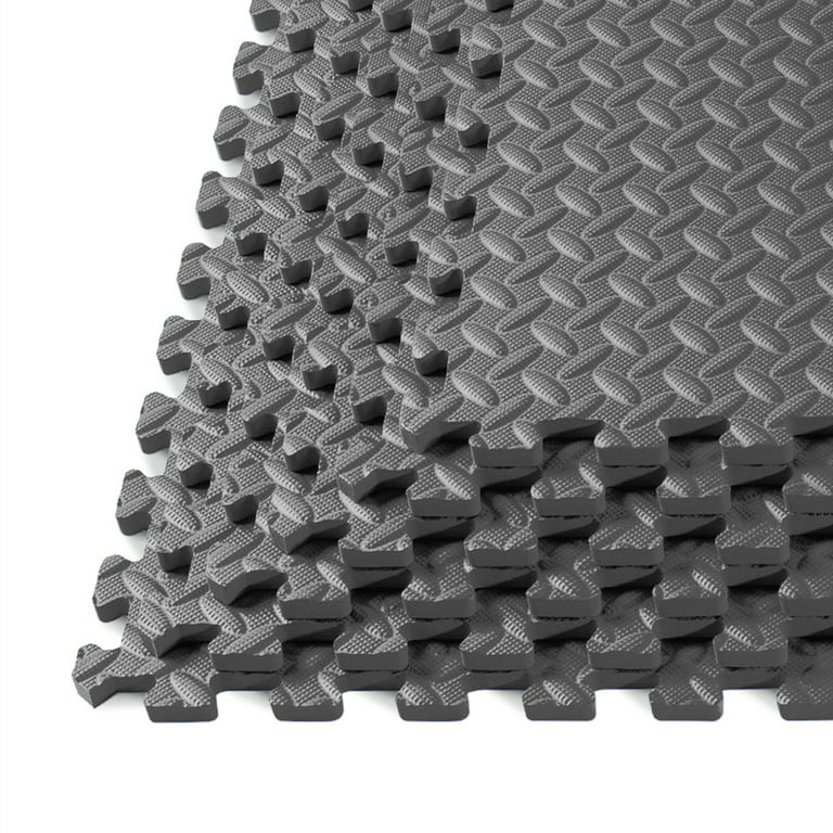 VEVOR 12 PCS 1/2 inch Thick Gym Floor Mats, 24 x 24 EVA Foam & Rubber Top  Interlocking Workout Floor Mats with 48 sq.ft Coverage, Waterproof Exercise  Puzzle Flooring for Gym, Home