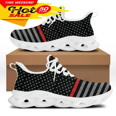 

American Flag Design Sneakers Women Unisex Patriotic US Lace-Up Shoes Spring Travel Knit Hiking Sneakers Daily Flats