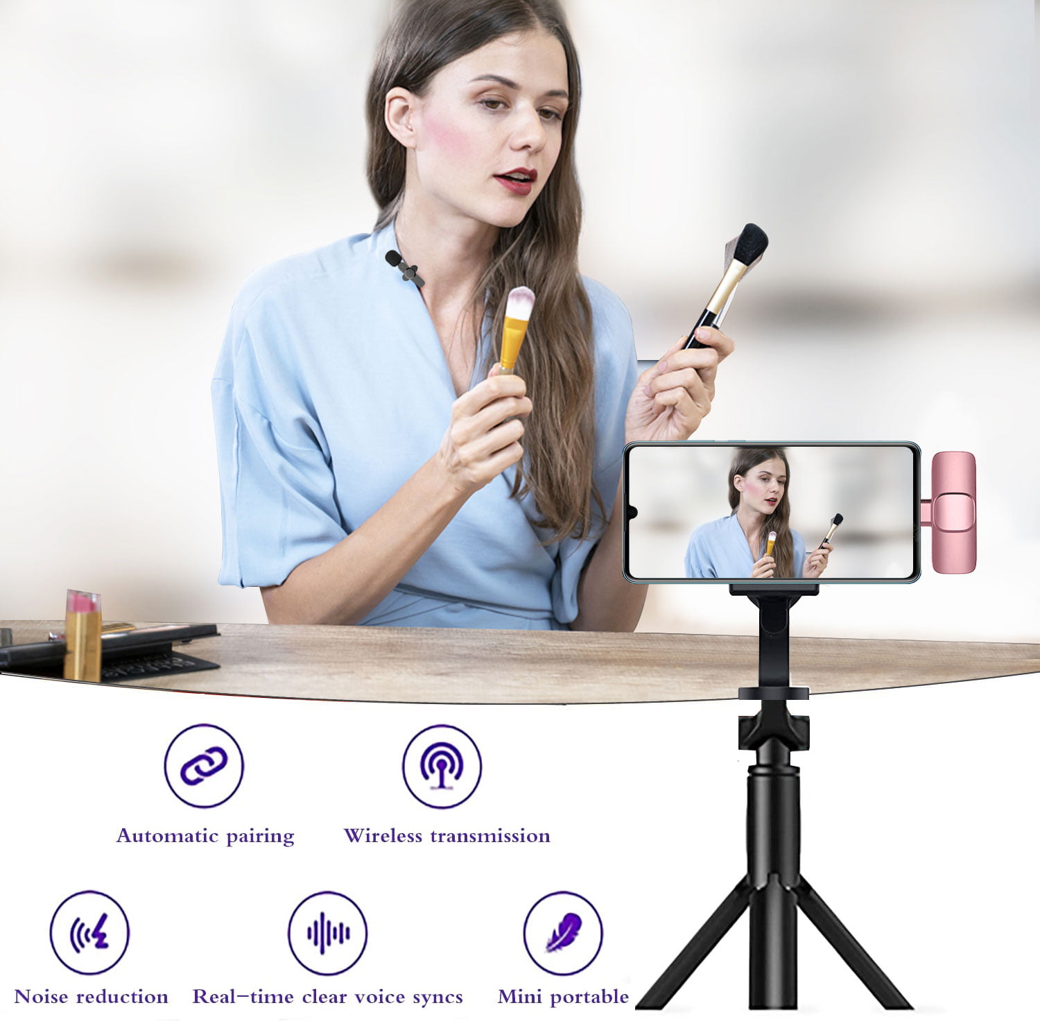 AP004 Wireless Lavalier Microphone for iPhone 14 pro Android - USB C Mini  Wireless Lavalier Microphone for Recording, Vlogging (No App or Bluetooth