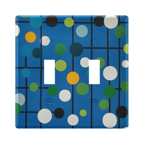 Yayeee Toggle Light Switch Wall Plate 2-Gang 4.56"x4.48" Decorative Outlet Cover, Blue Abstract