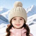thumbnail image 2 of KPOPLK Baby Beret Hat Toddler Winter Knitted Beanie Cap Solid Color Little Boys Girls Knit Fleece Hat(2-10 Years,Khaki), 2 of 5