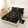 thumbnail image 2 of Manfei Bold 3D Square Bed Sheets, Neon Glow Fuul Size Sheets, Black Yellow, Black Reversible 4 Pieces1 Flat Sheet + 1 Fitted Sheet + 2 Pillowcases, 2 of 6