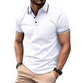 thumbnail image 5 of Homeyce Mens Short Sleeve Polo Shirts Collared Button Down Shirts Work Fashion Casual Classic Polo Sweater Solid Color Short Sleeve Golf T Shirt,White XL, 5 of 7