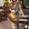 thumbnail image 3 of Bingfone Robe à Manches Courtes pour Femmes Imprimé Dragon de Feu Rouge et Bleu, Robe Décontractée Confortable, Robe d'Été Élégante avec Ajustement Extensible pour Usage Quotidien, 3 of 6