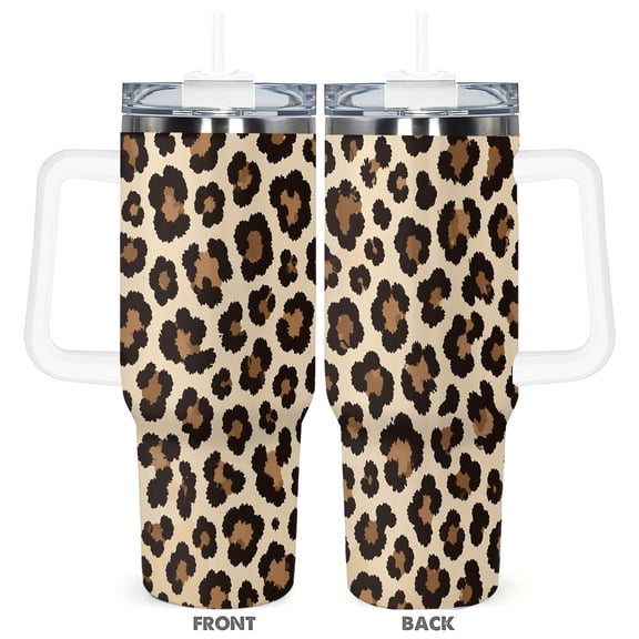 Leopard Print Cheetah 40oz Travel Tumbler Cup With Handle