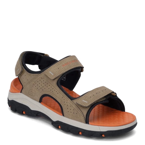 Skechers Relaxed Fit Slip on Sandals for Men Hook Loop Closure Synthetic Upper Cushioned Foam Footbed Open Toe Shock Absorbing Midsole Rubber Outsole