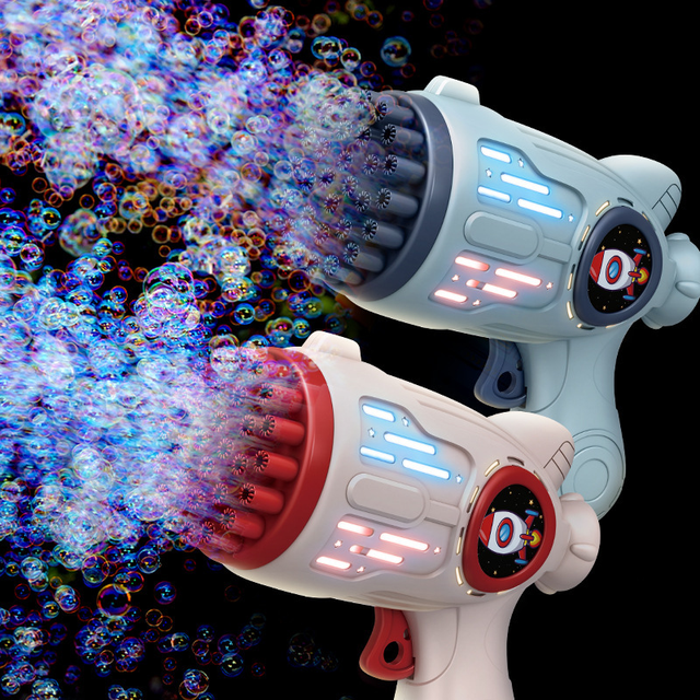 Máquina de soplado de burbujas portátil con pistola de burbujas emisora de luz, juguete automático para niños