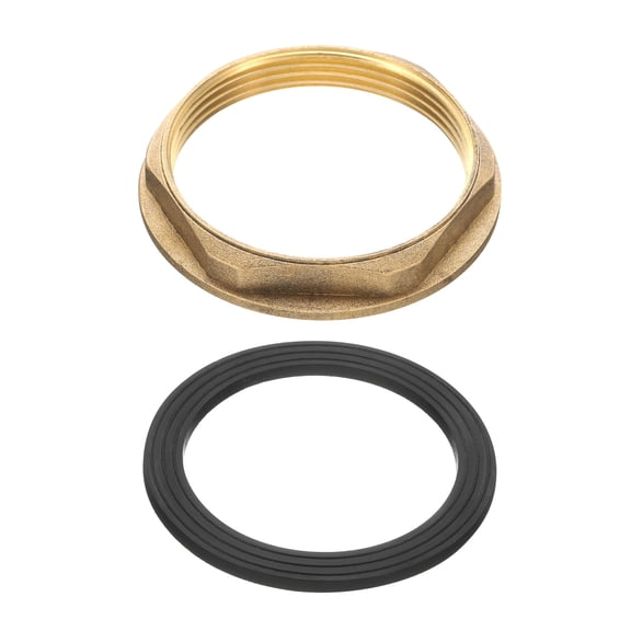 Brass Lock Nuts Pipe Fitting G2"-11 Female Hex Locknut Flange Single Hole Faucet Lock Nut with Silicone Washer for Kitchen Basin Sink Plumbing