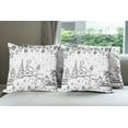 thumbnail image 6 of Ambesonne Christmas Throw Pillow Cover 4 Pack, Tree Reindeer Santa, 16", Black and White, 6 of 7