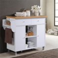 thumbnail image 2 of Hodedah Kitchen Island with Spice Rack plus Towel Holder in White Wood, 2 of 8