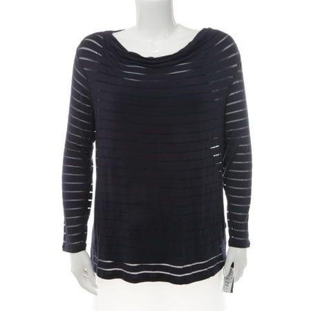 INC $60 NEW 13939 Long Sleeve Illusion Mesh-Striped Womens Top 3X