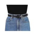 thumbnail image 4 of Cinturones delgados INSPIRE CHIC para mujeres con hebilla rectangular, cinturón de cuero delgado para pantalones y vestidos, se ajusta a la cintura de 78-95 cm/30.7-37.4" negro, 4 of 4