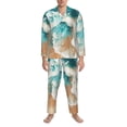thumbnail image 3 of Naloa Ocean Wave Crash Men’s Pajamas Set - Long Sleeve Button Down Sleep Shirt and Pajama Bottoms Sleepwear Set-X-Large, 3 of 7