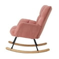 thumbnail image 5 of Glider Chair, Tufted Rocking Chair with Sturdy Metal Frame, Upholstered Teddy Fabric Accent Chair for Living Room or Bedroom, Ergonomic High Back and Armrest Design, Pink, 5 of 6