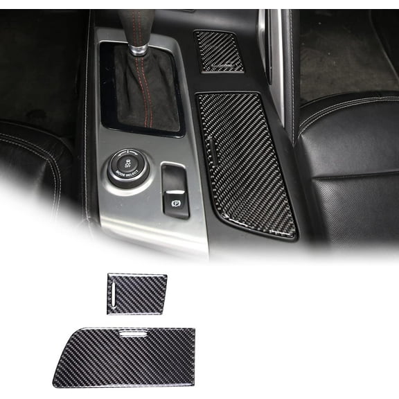 TINKI Soft Carbon Fiber Armrest Storage Cup Holder Gears Panel Protective Cover Molding Trims Sticker Accessories for Chevrolet Corvette C7 2014-2019 Car Water Cup Holder Sticker
