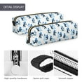 thumbnail image 4 of Rateoe Penguin Winter Fun Print Leather Pencil Case with Smooth Zipper, Compact Storage for Writing Tools & Art Supplies, 8.26" x 1.96" x 2.16", 4 of 7